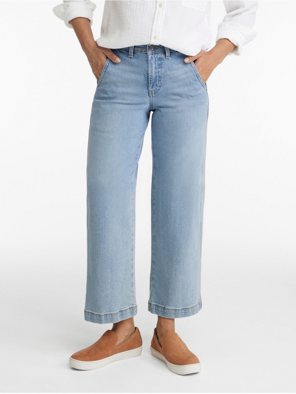 LL Bean 207 Vintage Jeans High-Rise Wide-Leg Light Indigo Wash Women's Petite 12